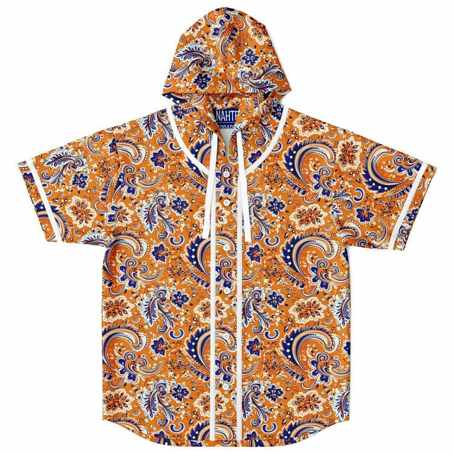 Hooded Orange and Blue Bandana Baseball Jersey