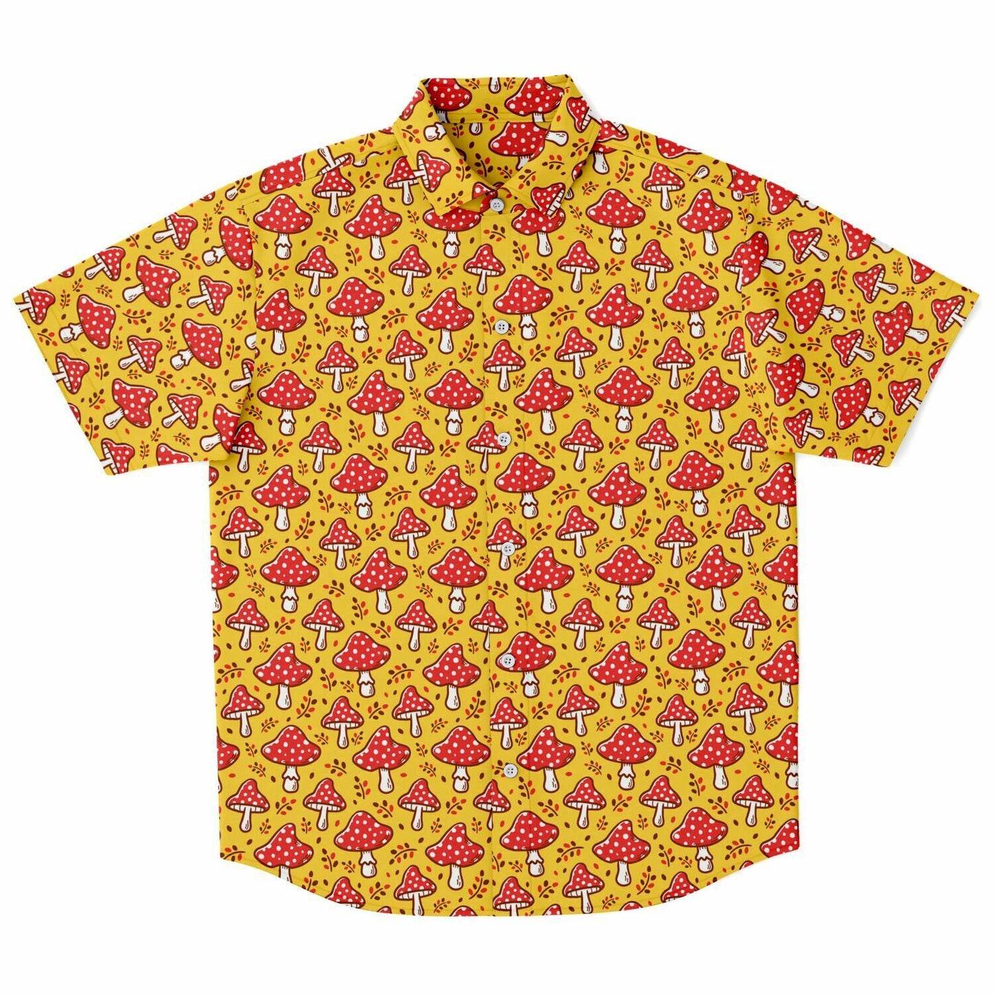 Mushrooms Short Sleeve Button Down Shirt