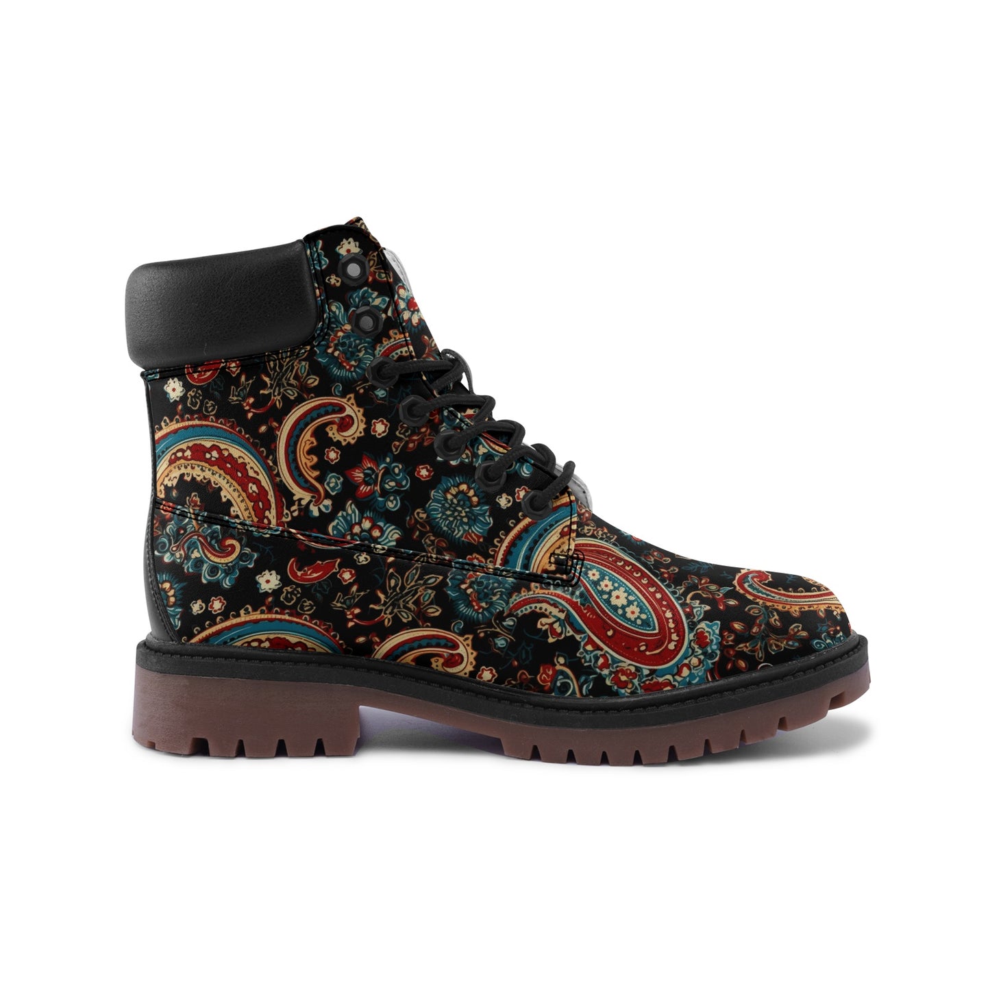 Red and Blue Paisley Bandana Premium Vegan Leather Chukka Boots