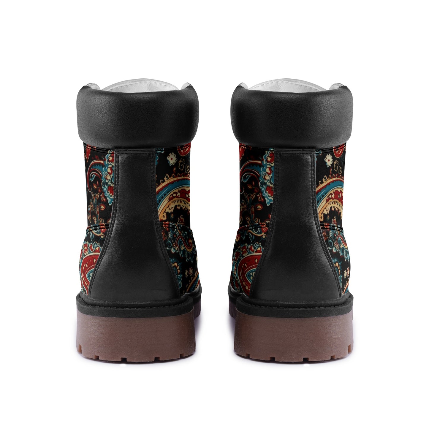 Red and Blue Paisley Bandana Premium Vegan Leather Chukka Boots