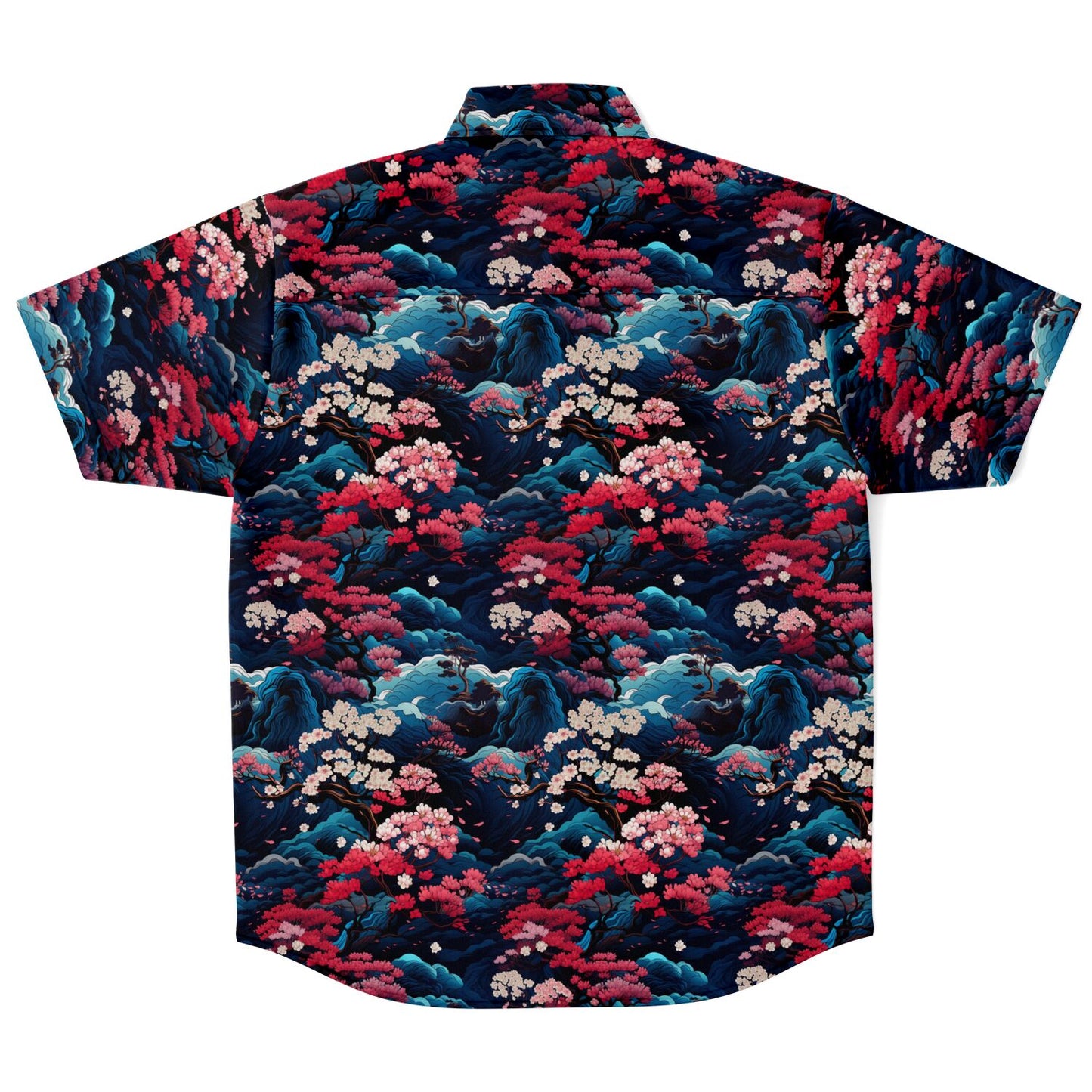 Dark Waves Short Sleeve Button Down Shirt - AOP
