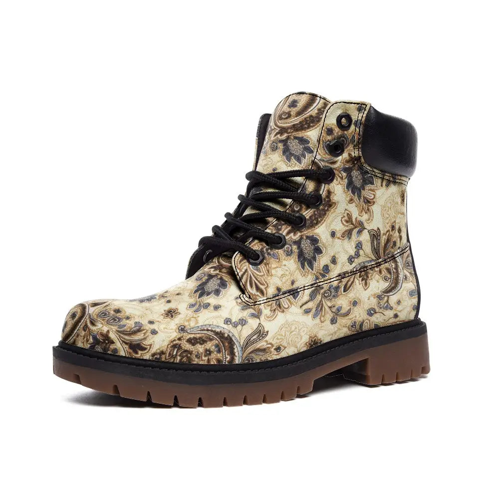 Beige and Blue Nubuck Vegan Leather TB Boots - 3 Men - Shoes