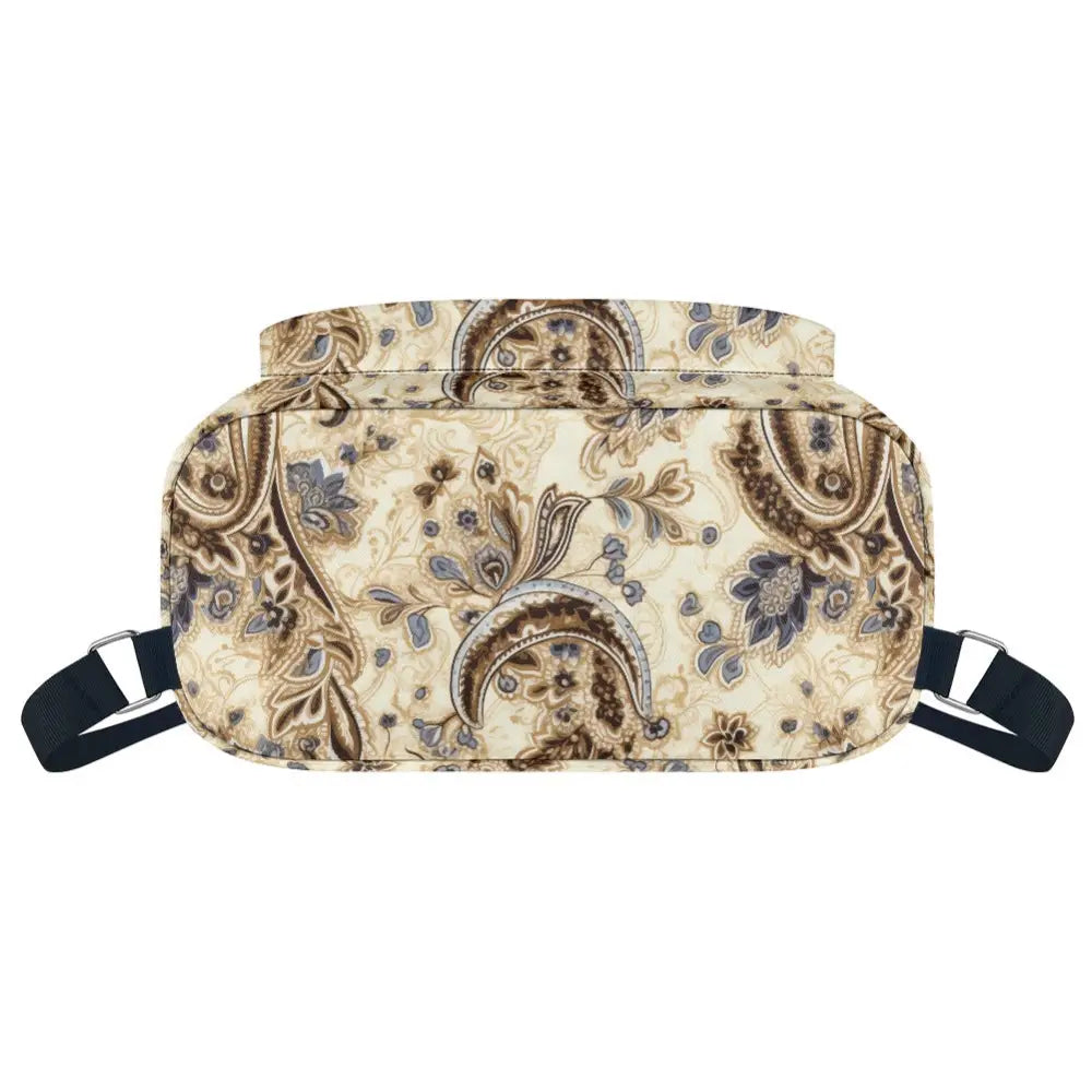 Beige Paisley Bandana Drawstring Backpack - ONESIZE