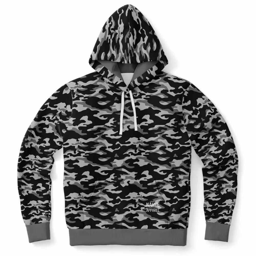 Black and Grey Camo Fashion Hoodie - Fashion Hoodie - AOP