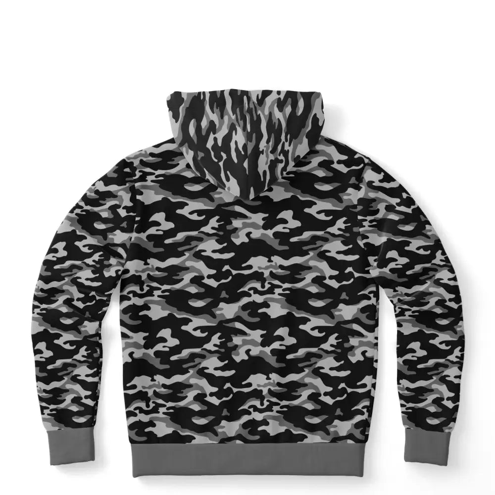 Black and Grey Camo Fashion Hoodie - Fashion Hoodie - AOP