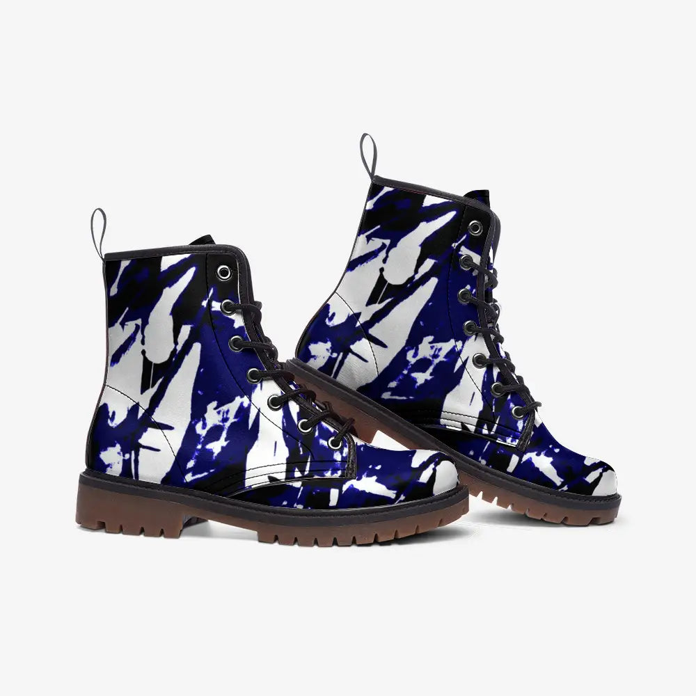 Blue Fit Vegan Leather Combat Boots - Shoes