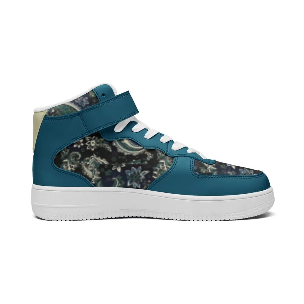 Bluish Green Paisley Bandana High Top Sneakers - Shoes