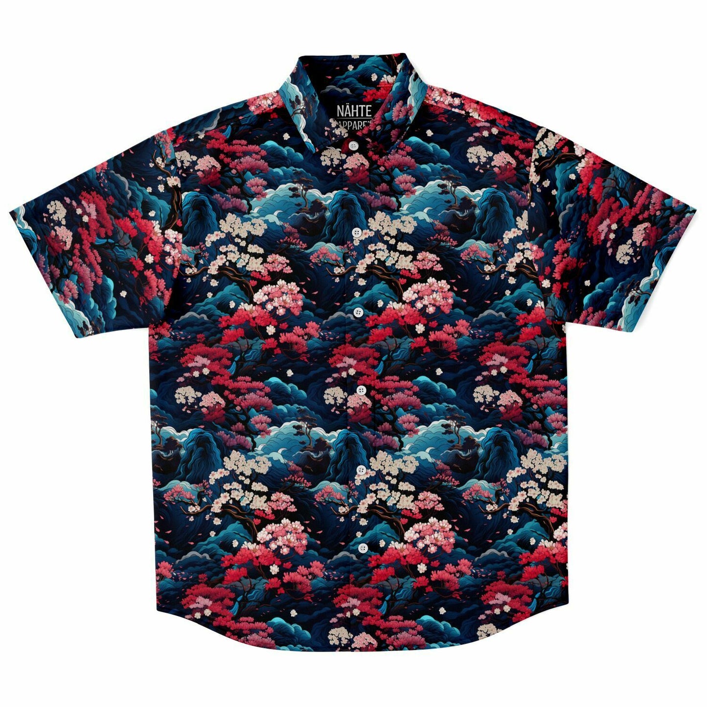 Dark Waves Short Sleeve Button Down Shirt - AOP