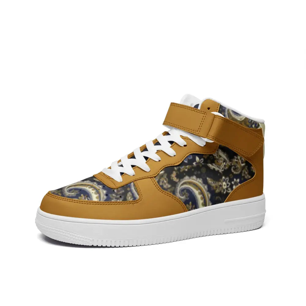 Caramel Paisley Bandana High Top Sneakers - 3 Men - Shoes