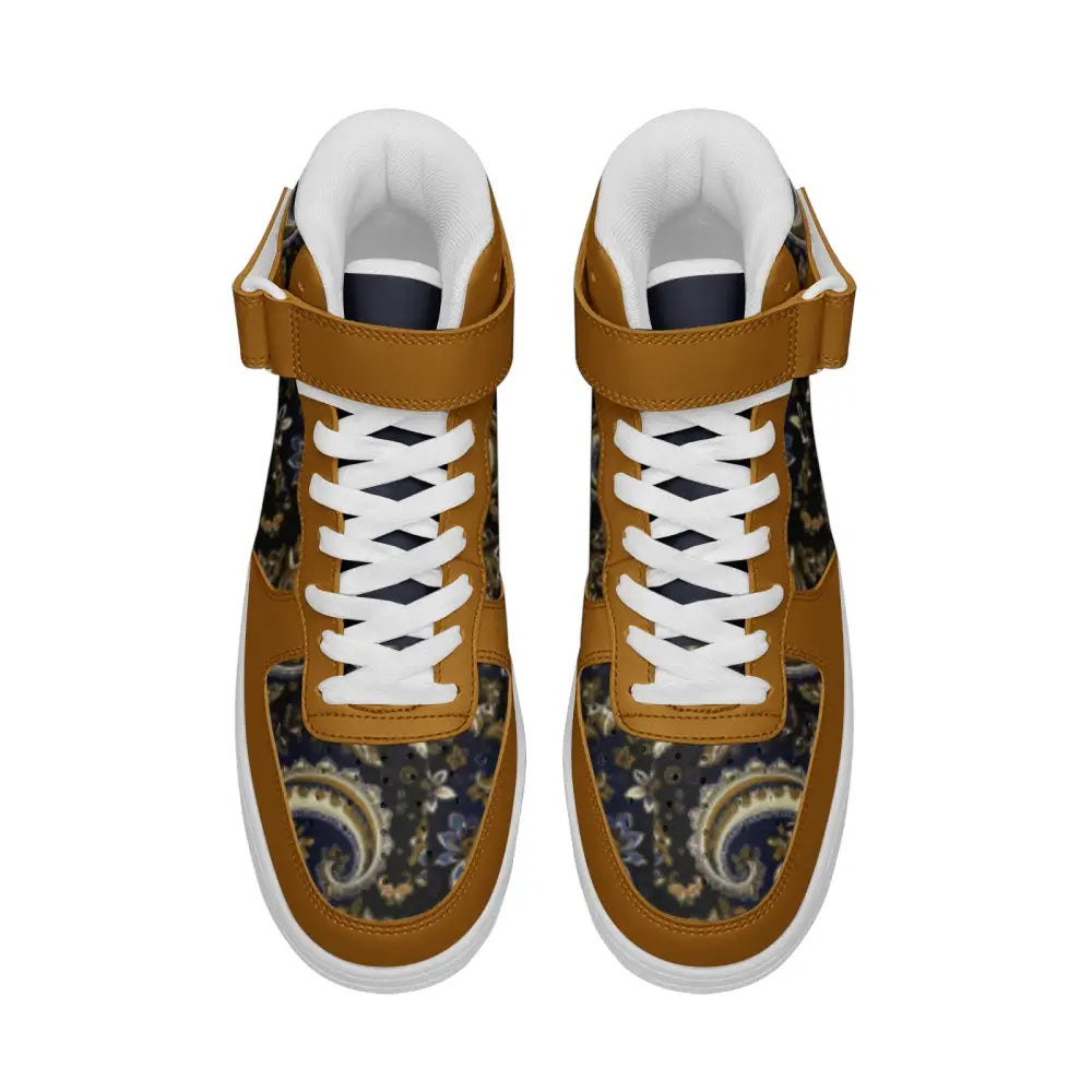 Caramel Paisley Bandana High Top Sneakers - Shoes