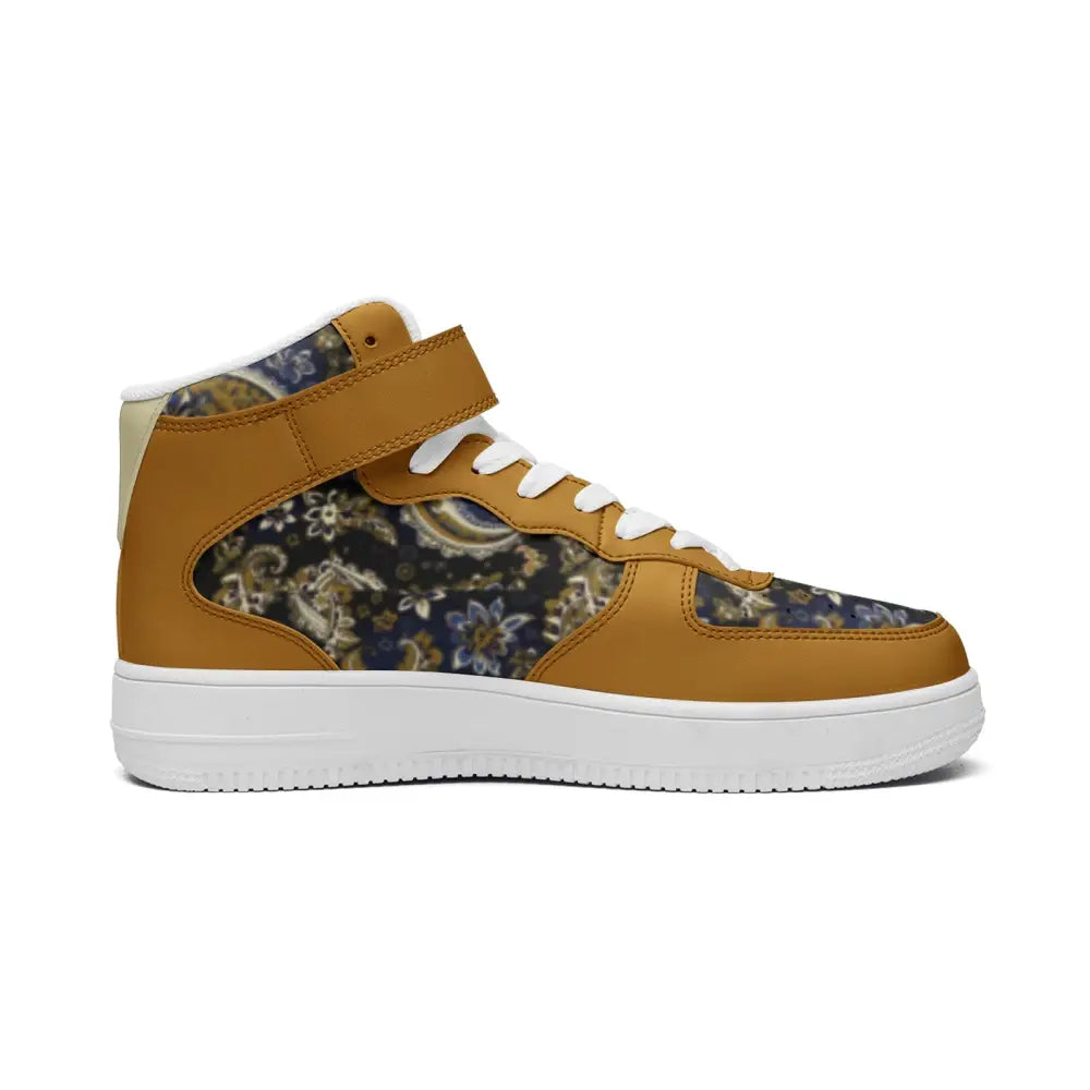 Caramel Paisley Bandana High Top Sneakers - Shoes