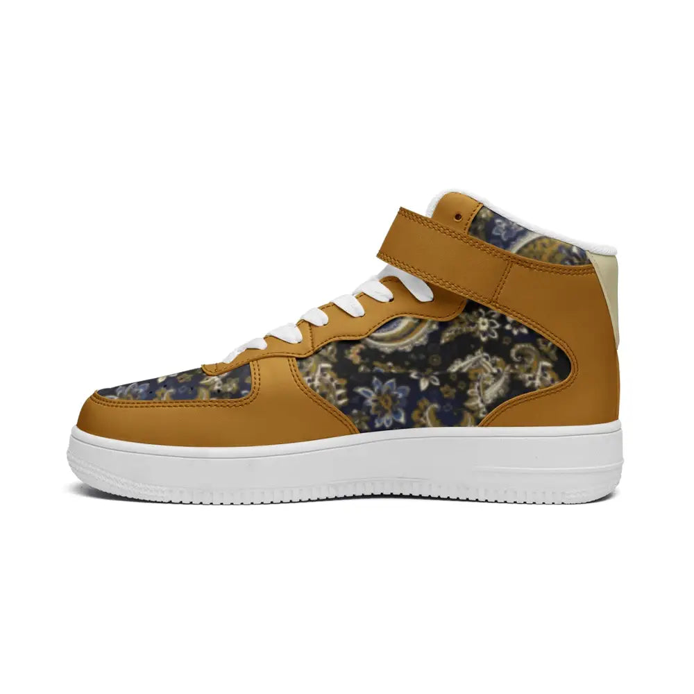 Caramel Paisley Bandana High Top Sneakers - Shoes
