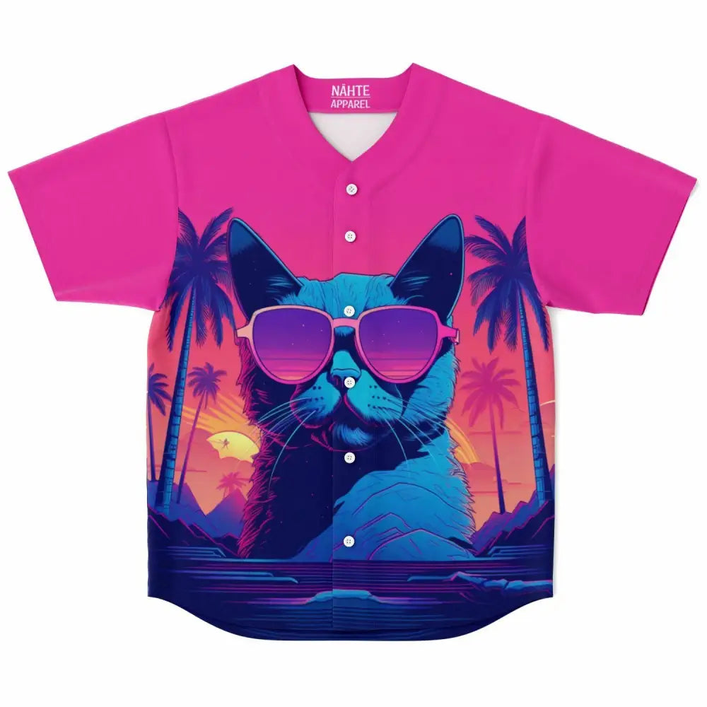 Cat with Sunglasses Baseball Jersey - XS - Baseball Jersey -