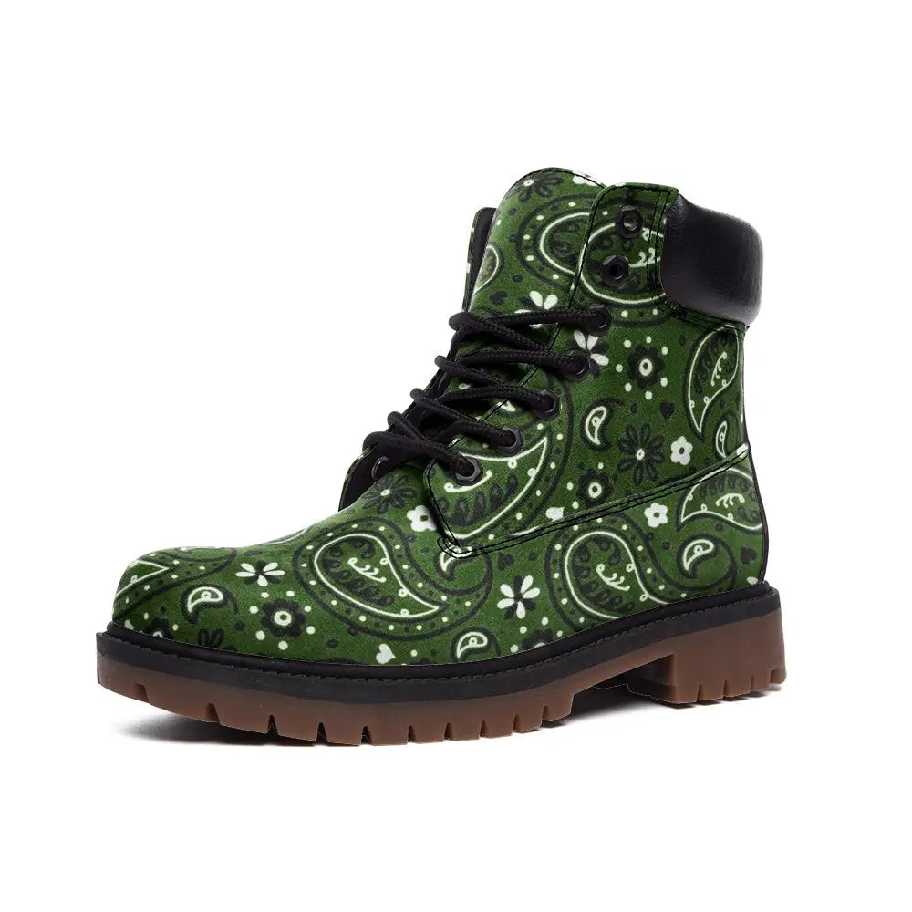 Dark Green cheapest Paisley Bandana Vegan Leather Tb Boots