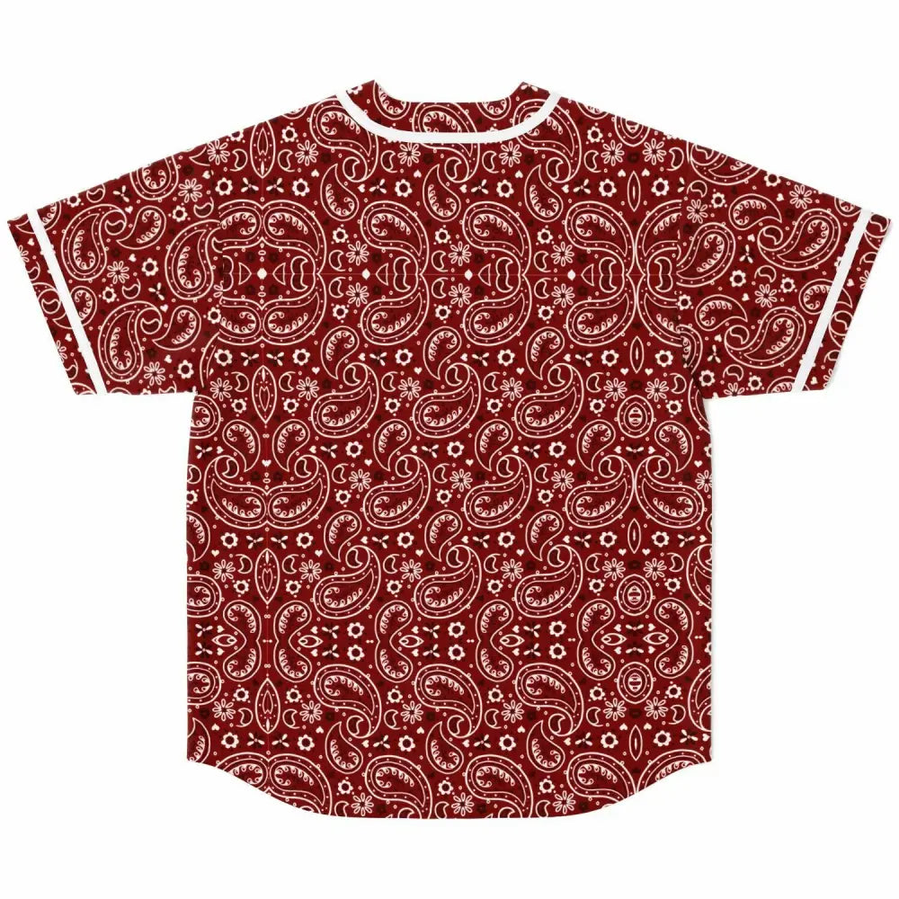 Dark Red Paisley Bandana Baseball Jersey - Baseball Jersey -