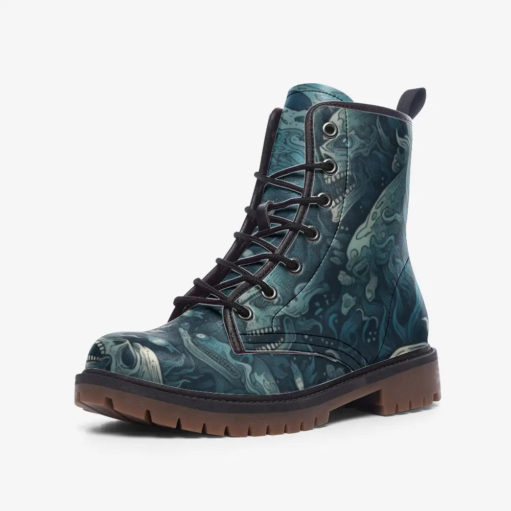 Deep Sea Skulls Vegan Leather Boots - 3 Men - Shoes