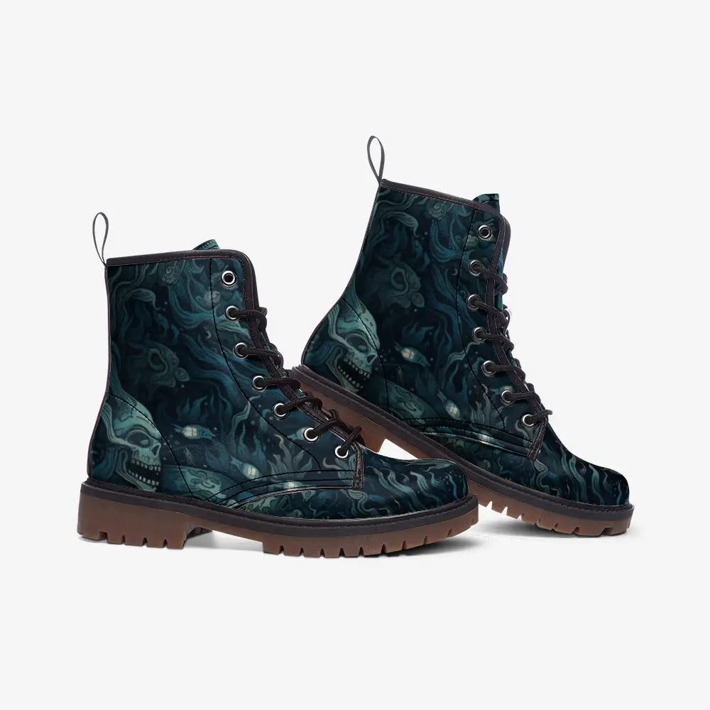 Deep Sea Skulls Vegan Leather Boots - Shoes