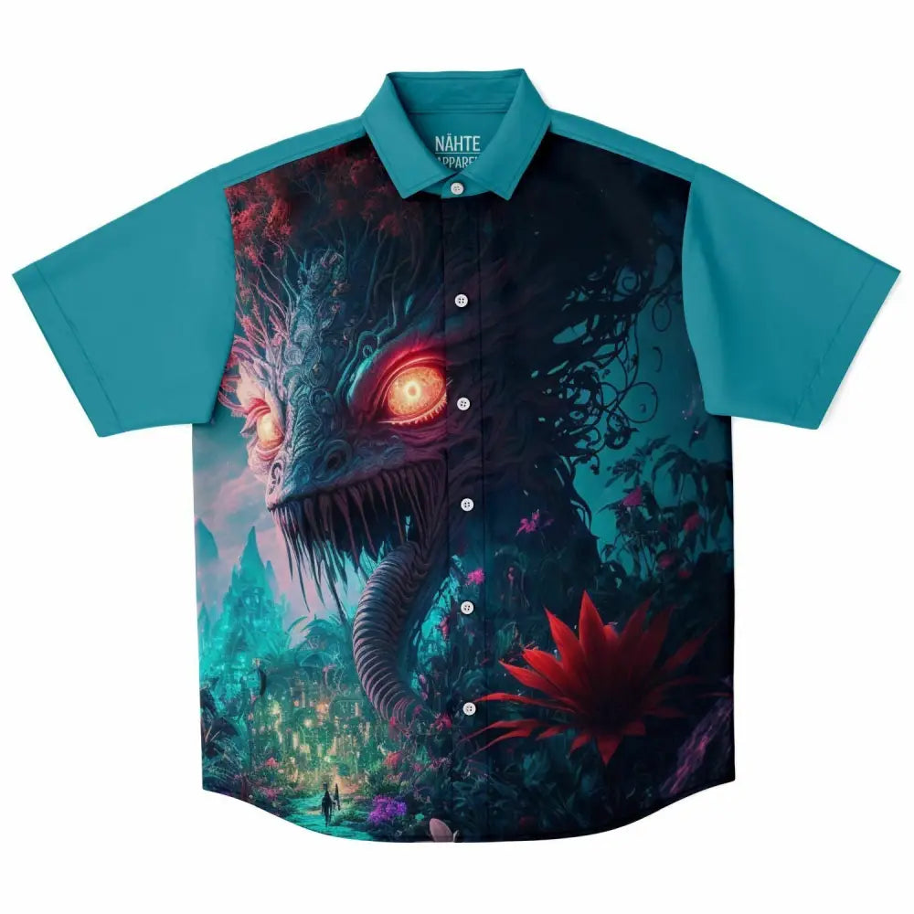Dragon Tree Short Sleeve Button Down Shirt - XS - Short
