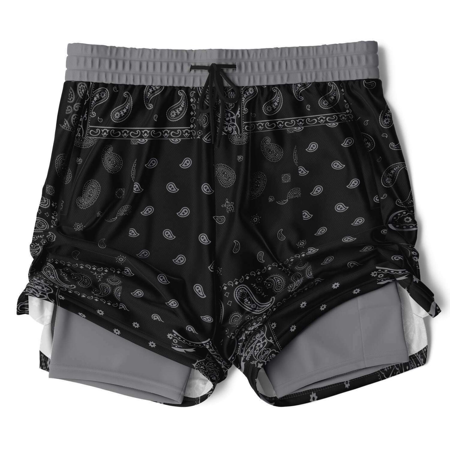 Black Patch Bandana 2-in-1 Shorts