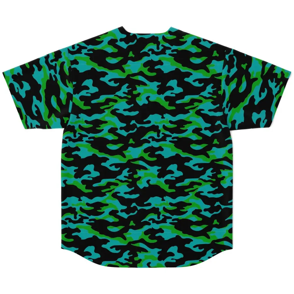 Green and Blue Camo Baseball Jersey - Baseball Jersey - AOP