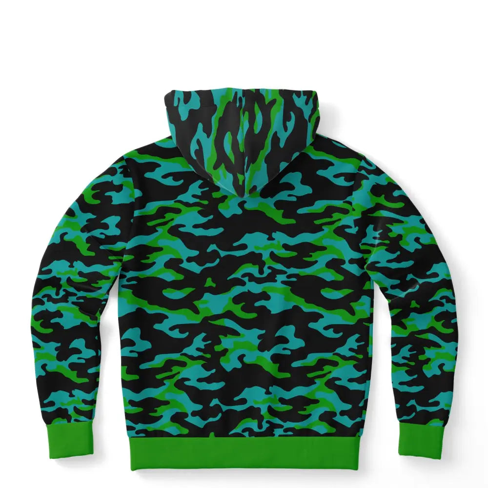 Green and Blue Camo Fashion Hoodie - Fashion Hoodie - AOP