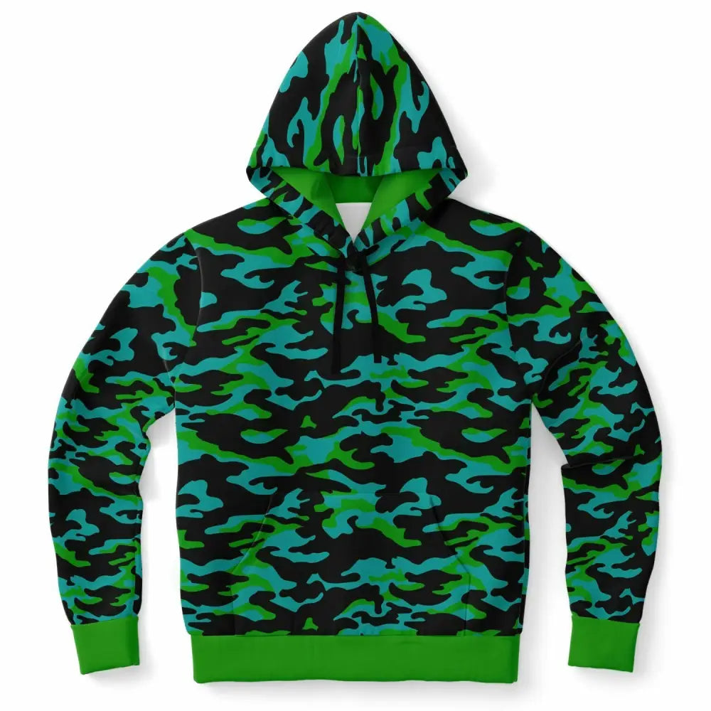 Green and Blue Camo Fashion Hoodie - XS - Fashion Hoodie -