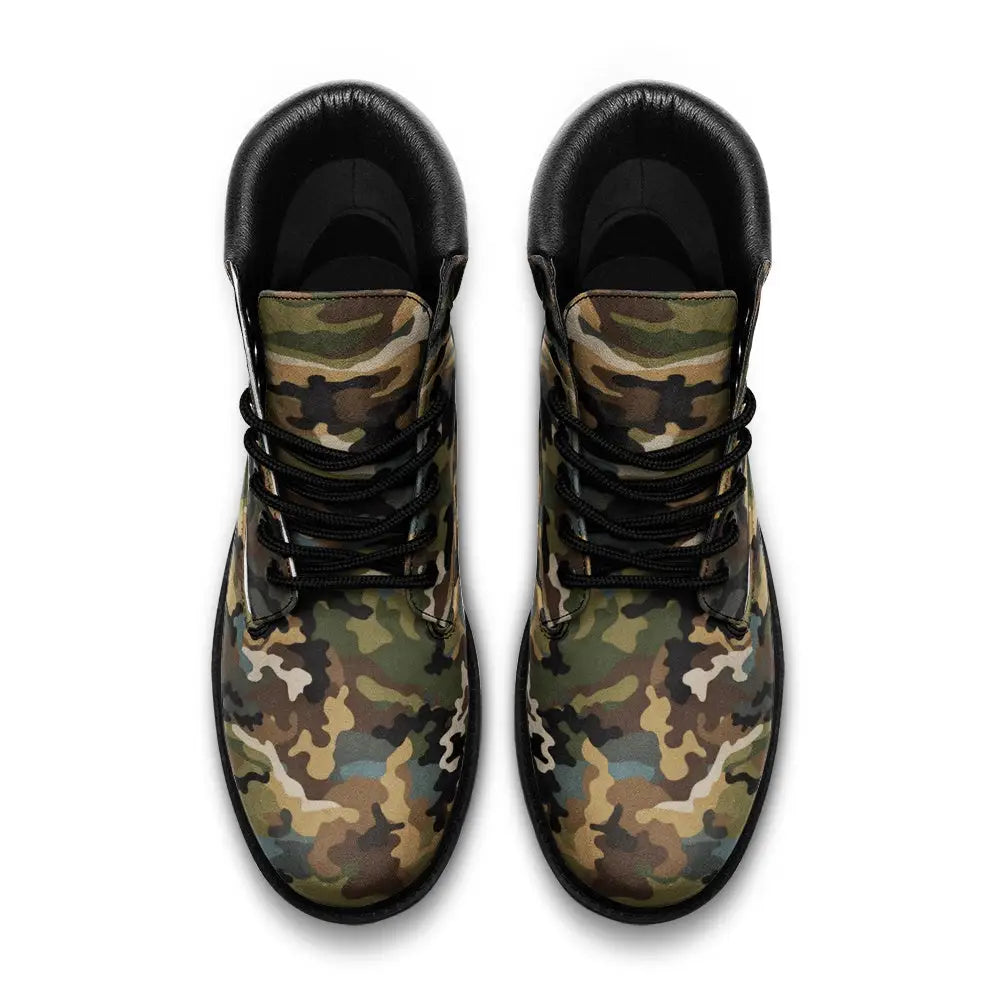 Green and Brown Camo Nubuck Vegan Leather TB Boots - Shoes