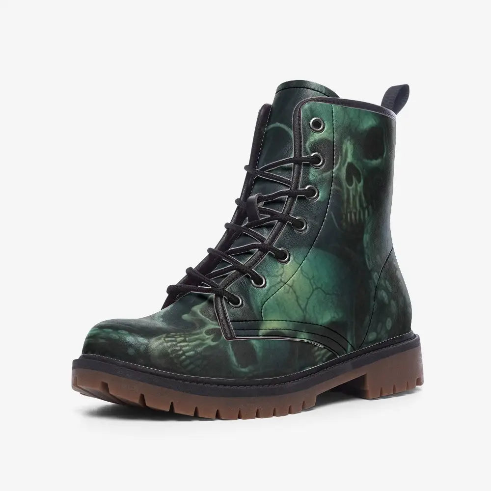 Green Octopus Skulls Vegan Leather Boots - 3 Men - Shoes