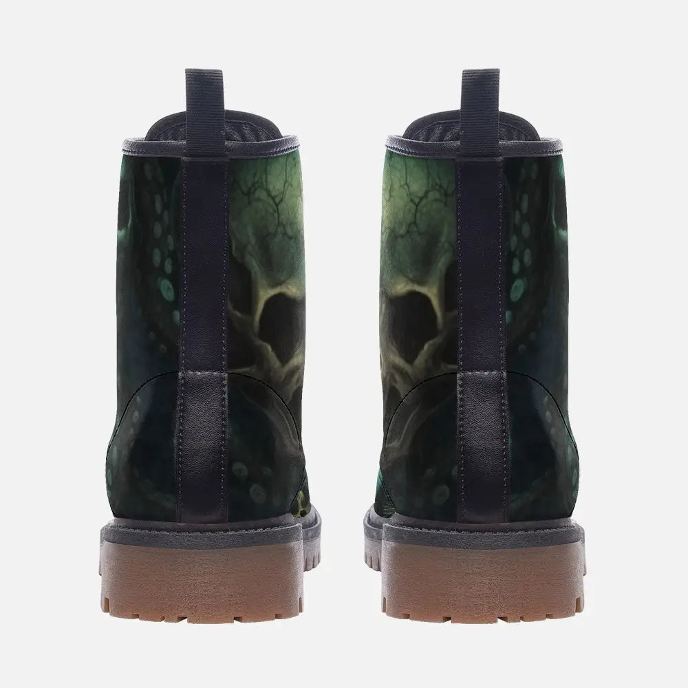 Green Octopus Skulls Vegan Leather Boots - Shoes