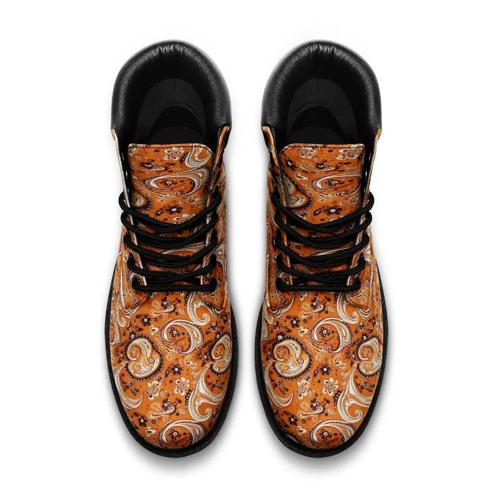 Orange Paisley Bandana Nubuck Vegan Leather TB Boots - Shoes
