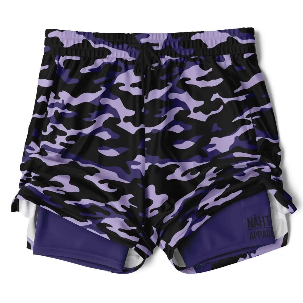 Purple Camo 2-in-1 Shorts - Men’s 2-in-1 Shorts - AOP
