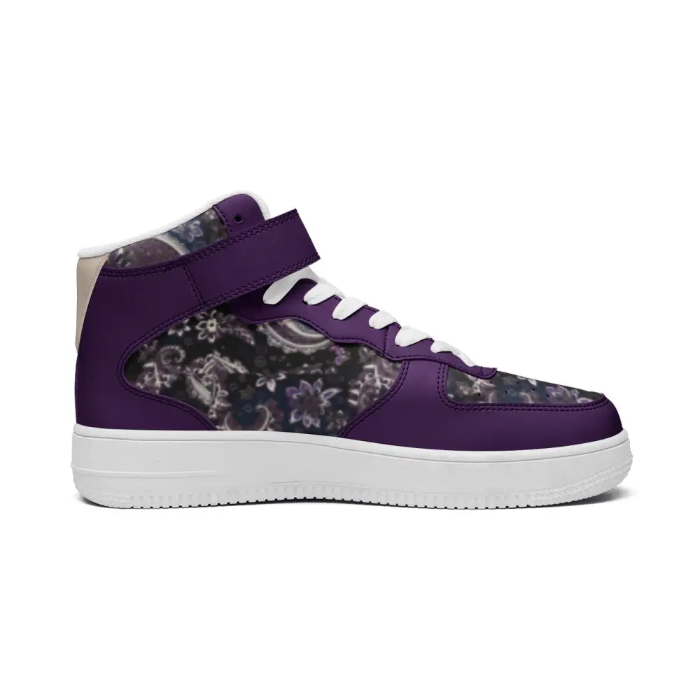 Purple Paisley Bandana High Top Sneakers - Shoes