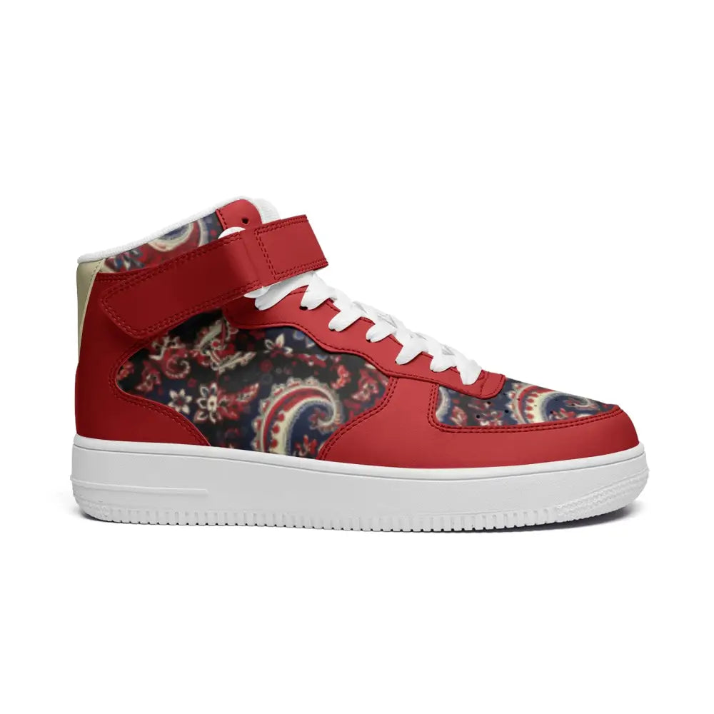Red and Blue Paisley Bandana High Top Sneakers - Shoes