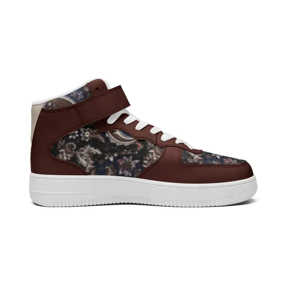 Reddish Brown Paisley Bandana High Top Sneakers - Shoes