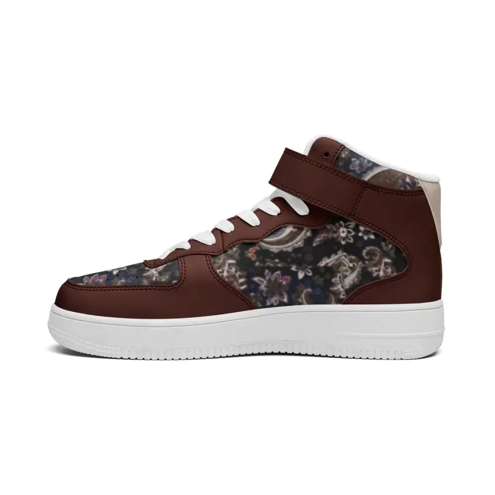 Reddish Brown Paisley Bandana High Top Sneakers - Shoes