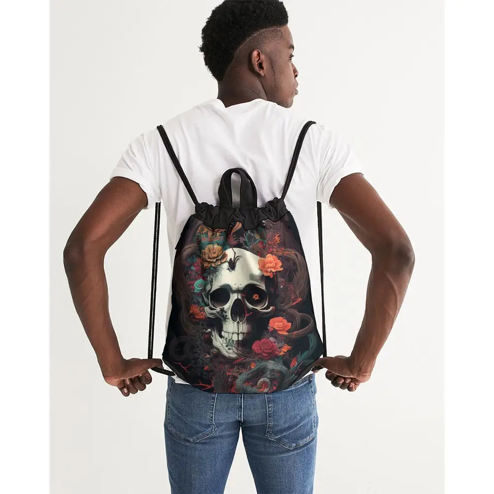Skull and Flowers Canvas Drawstring Bag - UNIVERSAL -