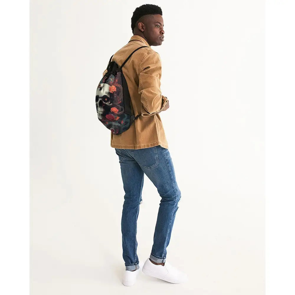 Skull and Flowers Canvas Drawstring Bag - UNIVERSAL -