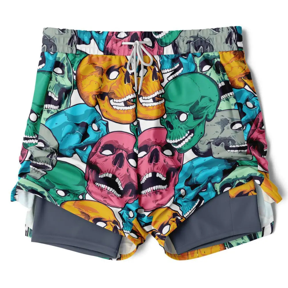 Skulls 2-in-1 Shorts - Men’s 2-in-1 Shorts - AOP