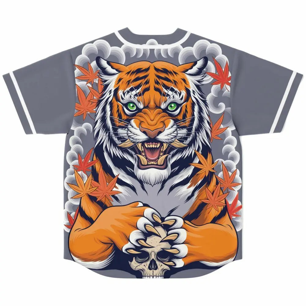Tiger and Skull Baseball Jersey - Baseball Jersey - AOP