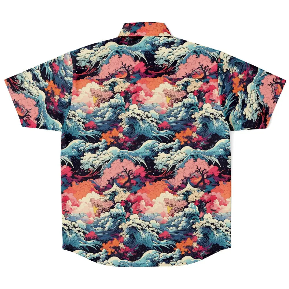 Waves Short Sleeve Button Down Shirt - Short Sleeve Button