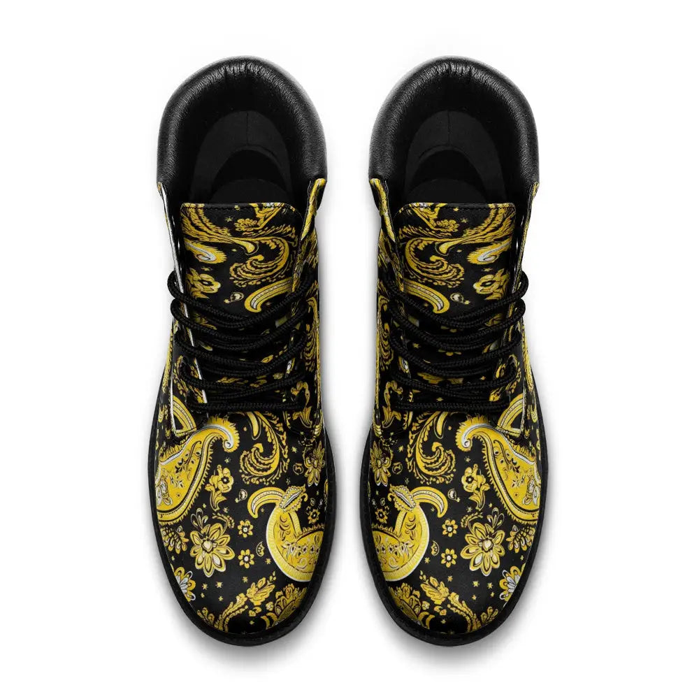 Yellow and Black Paisley Bandana Nubuck TB Boots - Shoes