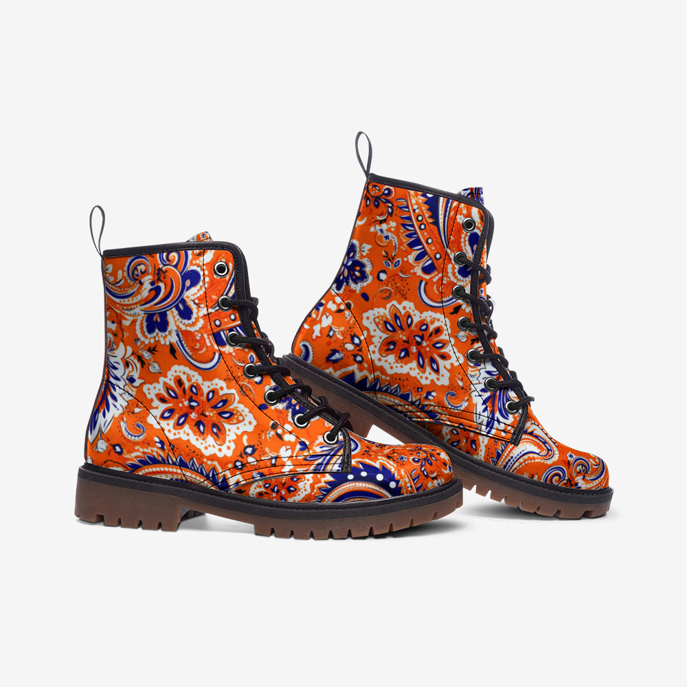 Orange and Blue Bandana Vegan Leather Boots