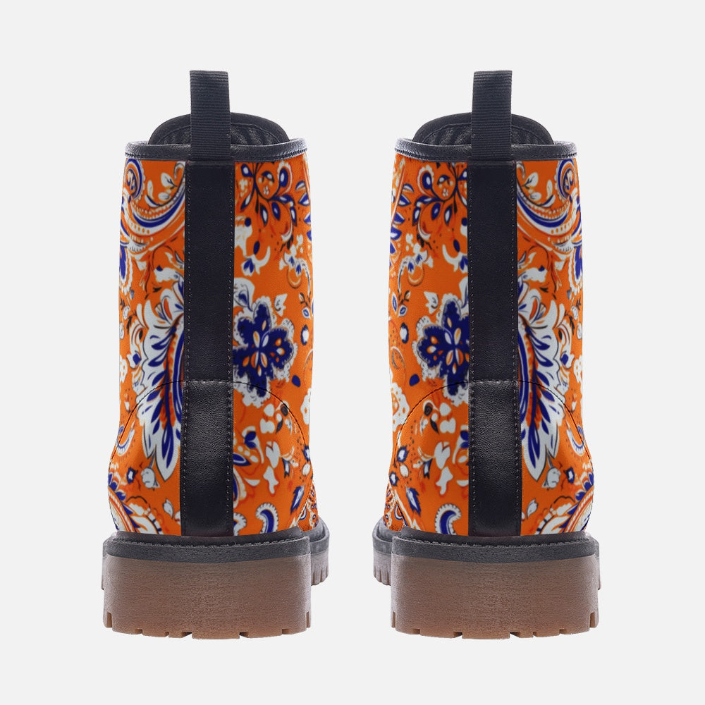 Orange and Blue Bandana Vegan Leather Boots
