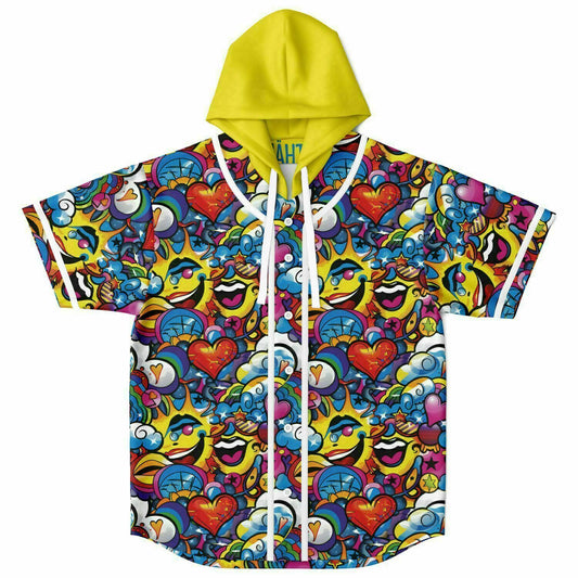 Hooded Hearts and Smiles Baseball Jersey