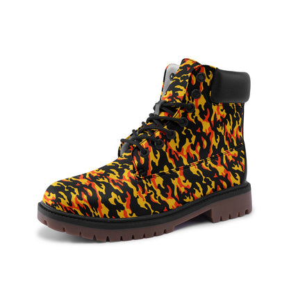 Yellow and Orange Camo Premium Vegan Leather Chukka Boots