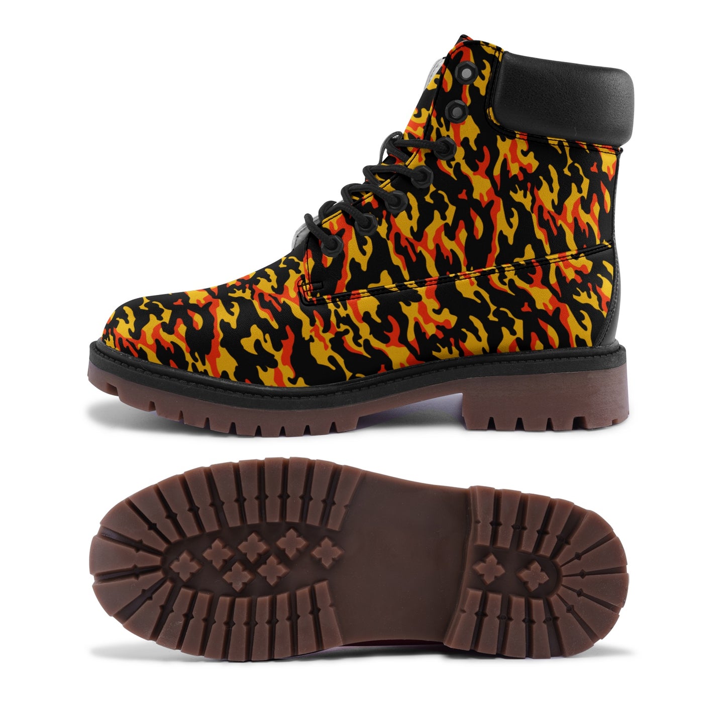 Yellow and Orange Camo Premium Vegan Leather Chukka Boots