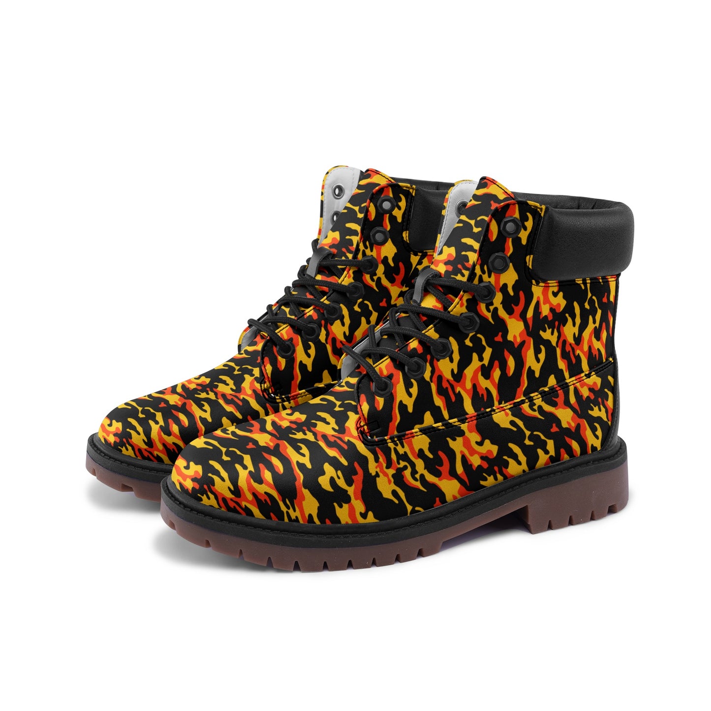 Yellow and Orange Camo Premium Vegan Leather Chukka Boots