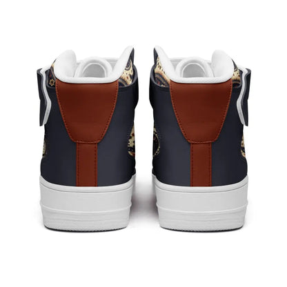 Beige and Blue Hightop Sneakers - Shoes