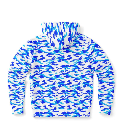 Blue And white Camo Athletic Zip-Up Hoodie - Athletic Zip-Up