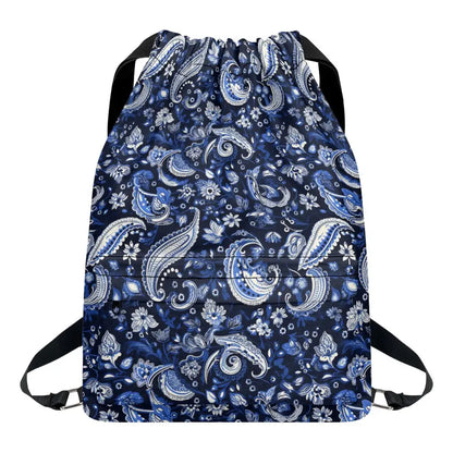 Blue Bandana Drawstring Backpack - ONESIZE